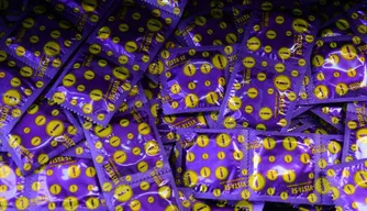 Preservativo masculino distribuído pelo SUS.