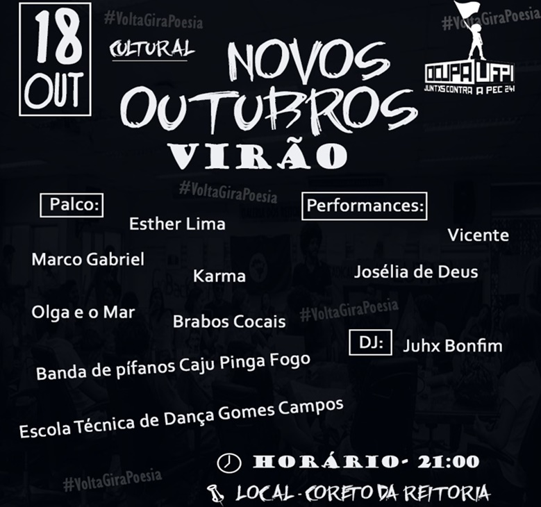 a programação encerra com uma cultural em frente a reitoria.