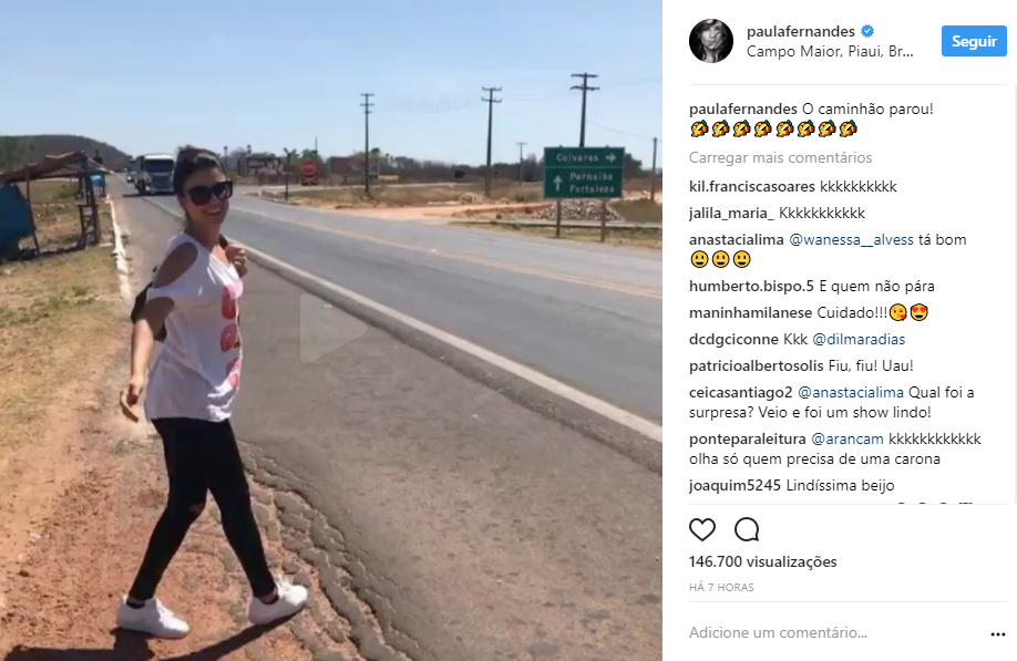 Paula Fernandes fez publicações em uma rede social relatando a situação.