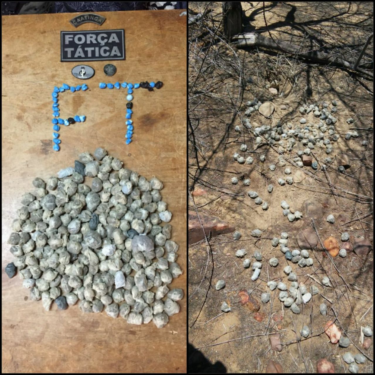 Drogas apreendidas pela polícia.