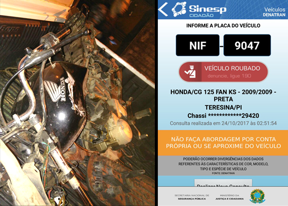 Motocicleta encontrada em situação de desmanche