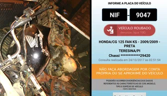 Motocicleta encontrada em situação de desmanche