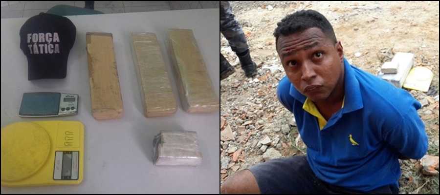 homem preso com drogas no Nova Brasília