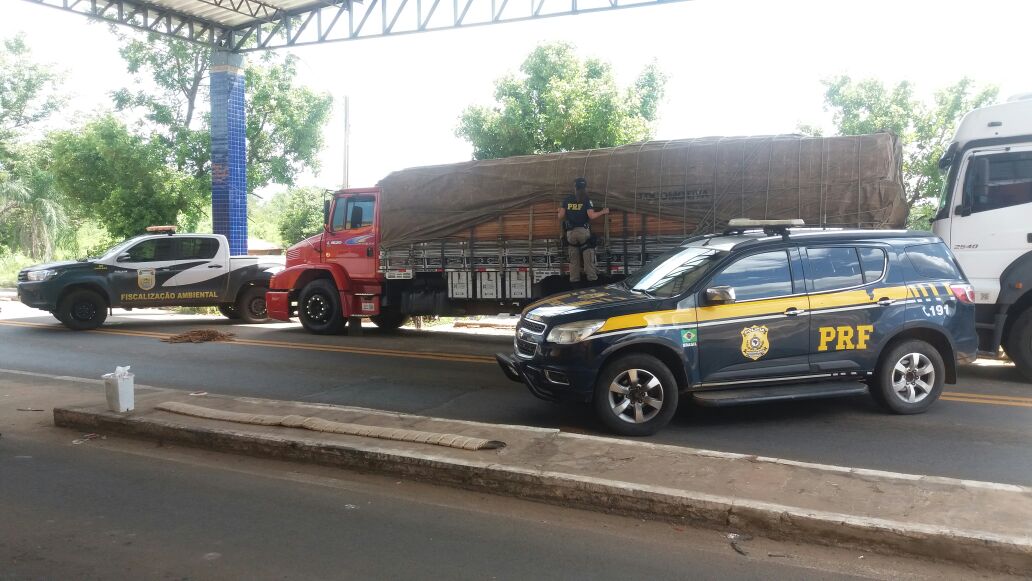 Caminhão apreendido com madeira ilegal em Floriano