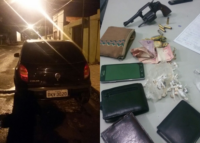 Material apreendido pela polícia durante a abordagem.