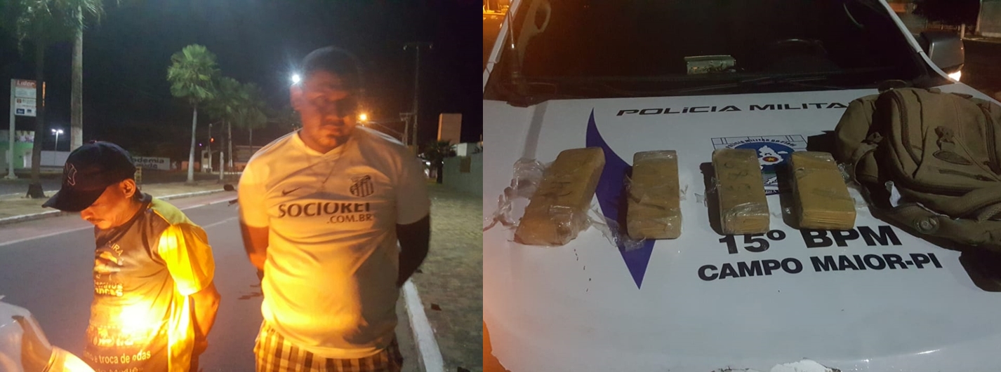 A Policia Militar prendeu os acusados em flagrante por tráfico de drogas.