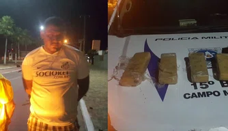 A Policia Militar prendeu os acusados em flagrante por tráfico de drogas.