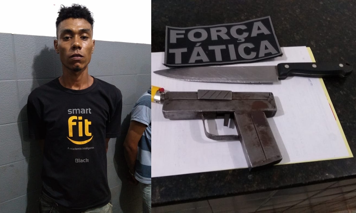 Jefferson Francisco dos Santos Silva estava em posse de uma pistola tipo artesanal.