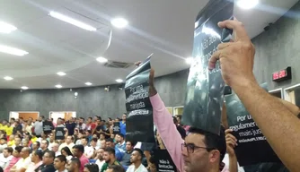 Protesto de motoristas de transporte por aplicativo na Câmara Municipal de Teresina