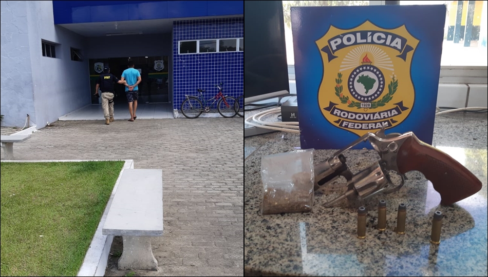O homem foi preso pela PRF na BR-343, na cidade de Parnaíba, portando um revólver e entorpecentes.
