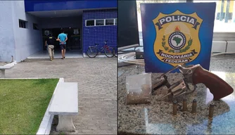 O homem foi preso pela PRF na BR-343, na cidade de Parnaíba, portando um revólver e entorpecentes.