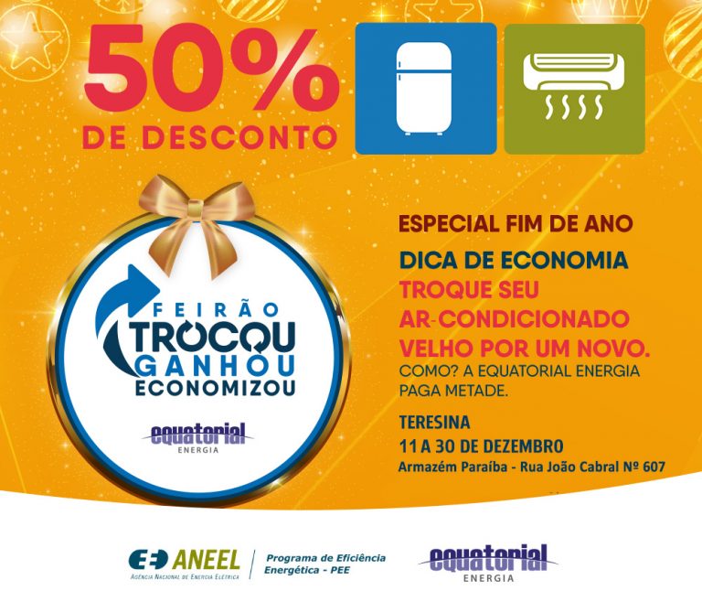 Projeto da Equatorial dá 50% de desconto na compra de geladeiras e ar-condicionados