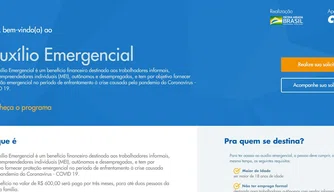 Site para a realização do cadastro do auxílio emergencial