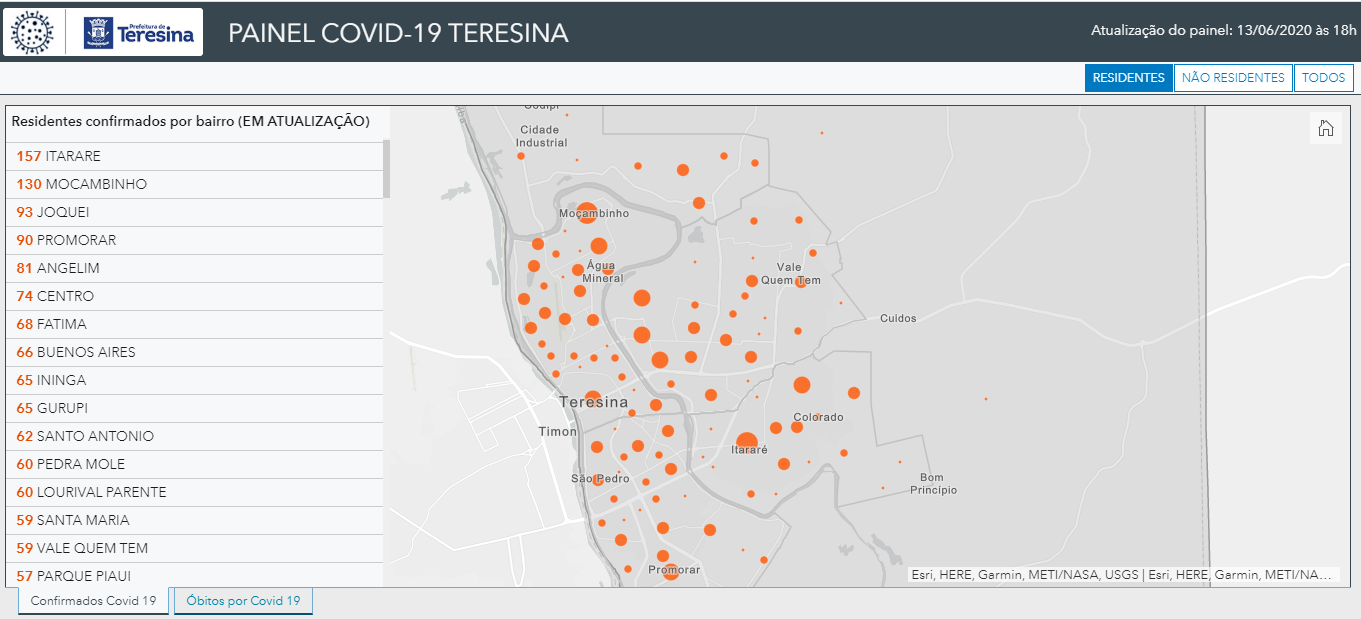 Veja lista de bairros mais afetados pelo coronavírus em Teresina
