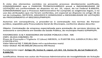 Contratos da Prefeitura de Pedro II
