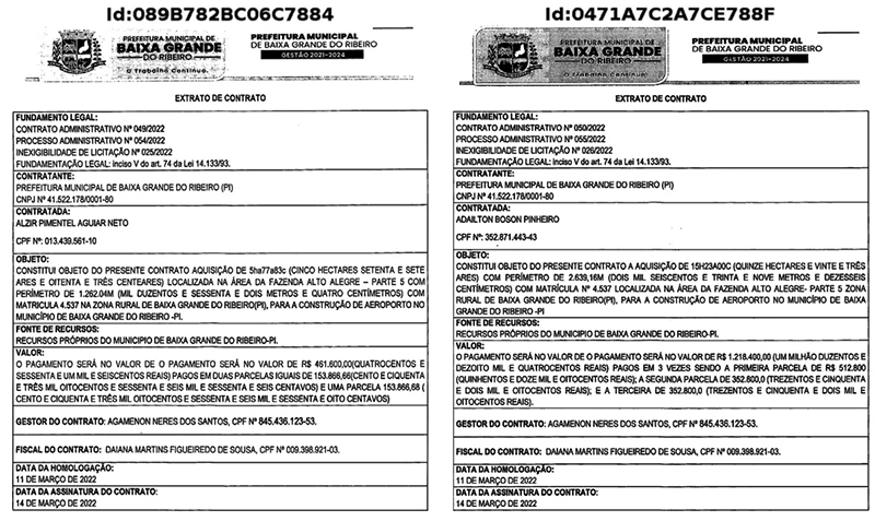 Extratos dos contratos.