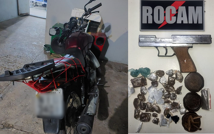 Apreensão de arma de fogo e drogas no bairro Aroeiras em Teresina