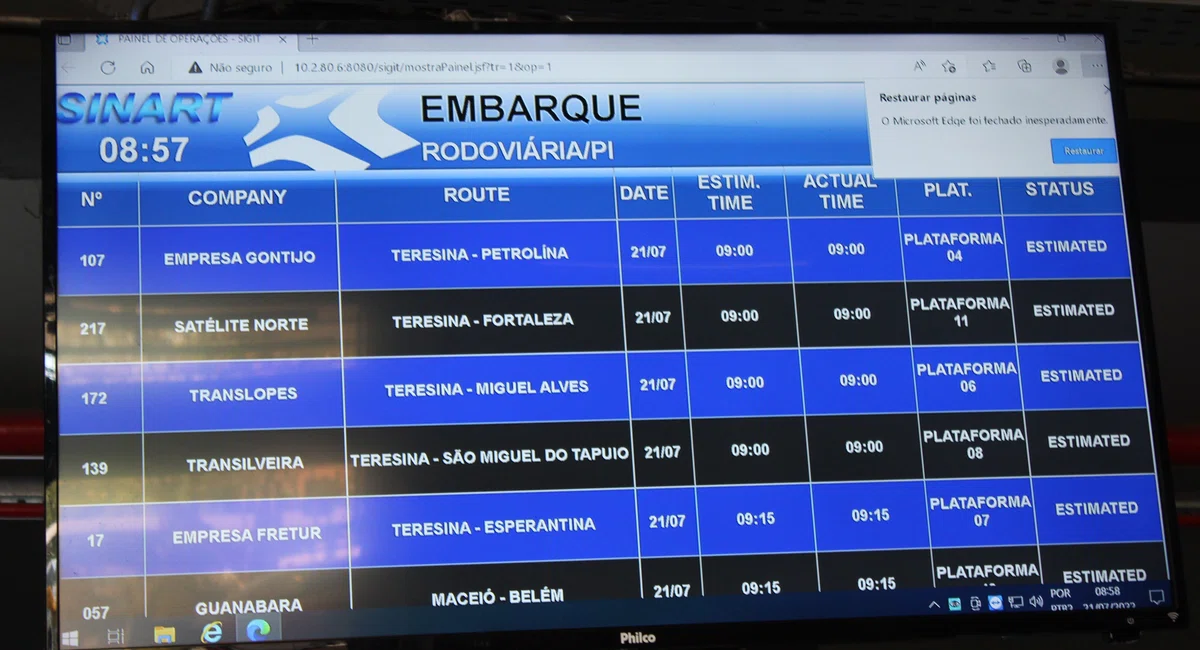 Movimentação da rodoviária de Teresina em Julho