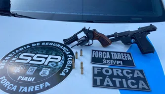 Armas apreendidas pela Força Tarefa nas zonas Norte e Leste de Teresina.