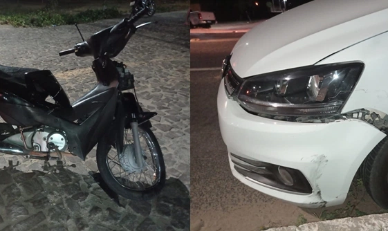 Acidente envolvendo moto e carro