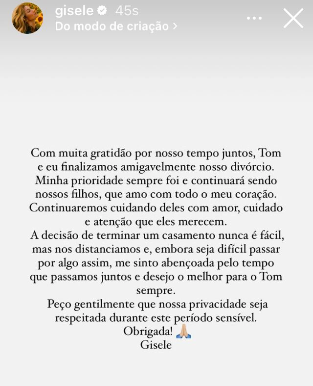 Stories de Gisele Bundchen
