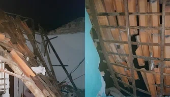 Teto de residência desaba no bairro Ilhotas em Teresina.