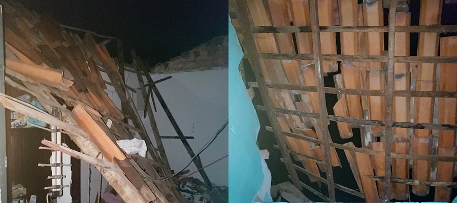 Teto de residência desaba no bairro Ilhotas em Teresina.