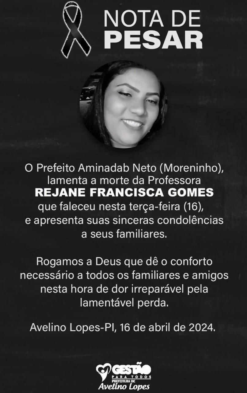 Nota de pesar da Prefeitura de Avelino Lopes