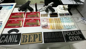 Materiais apreendidos pela Polícia Militar
