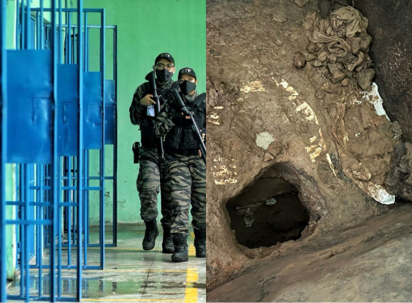 Buraco encontrado durante operação da Polícia Penal em Teresina