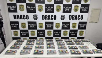 30 tabletes de cocaína apreendidas pela Polícia Civil.