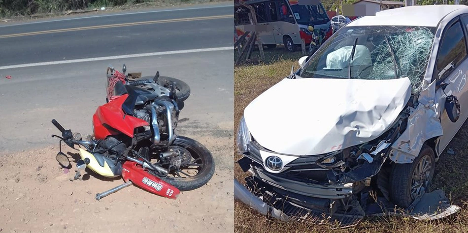 Grave acidente envolvendo carro e moto