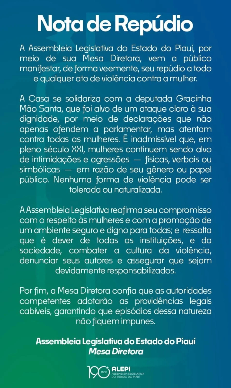 Nota de repúdio da Alepi