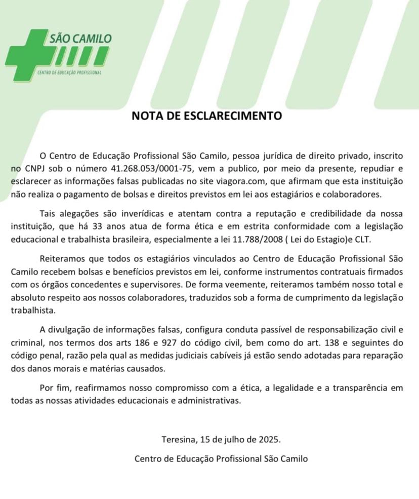 Nota de esclarecimento
