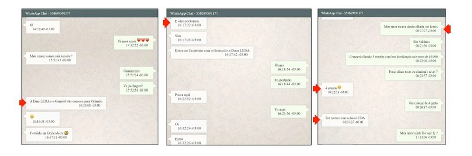Diálogos sobre a viagem para Orlando (EUA).