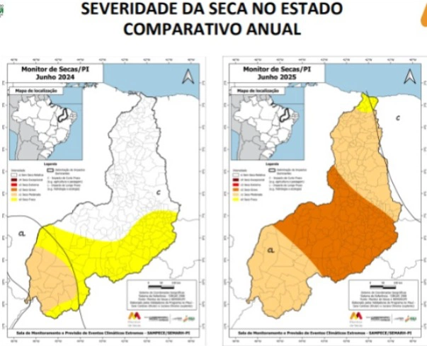 Comparativo anual da seca no Piauí