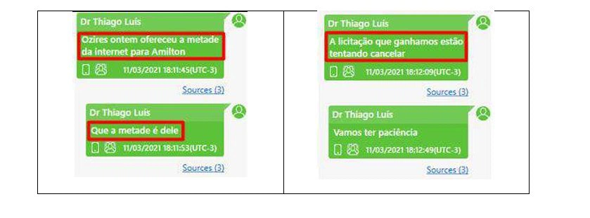 Conversas entre prefeito Dr. Zé Luis e seu filho Thiago Palhano
