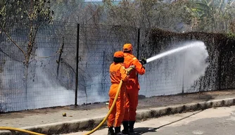 Ocorrência de incêndio em vegetação no bairro Dirceu, zona Sudeste de Teresina.