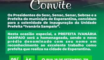Sebrae será entregue à população de Esperantina