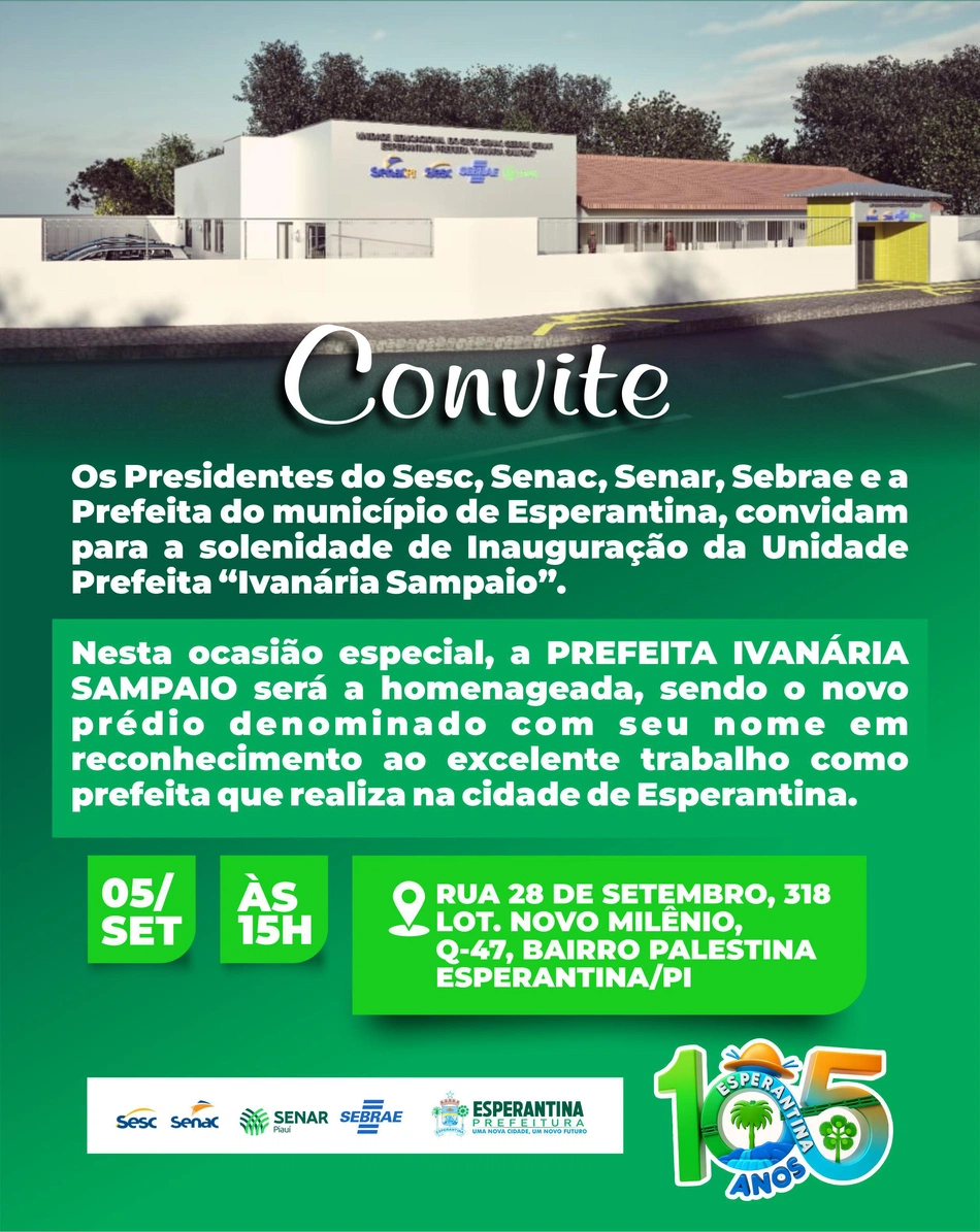 Sebrae será entregue à população de Esperantina