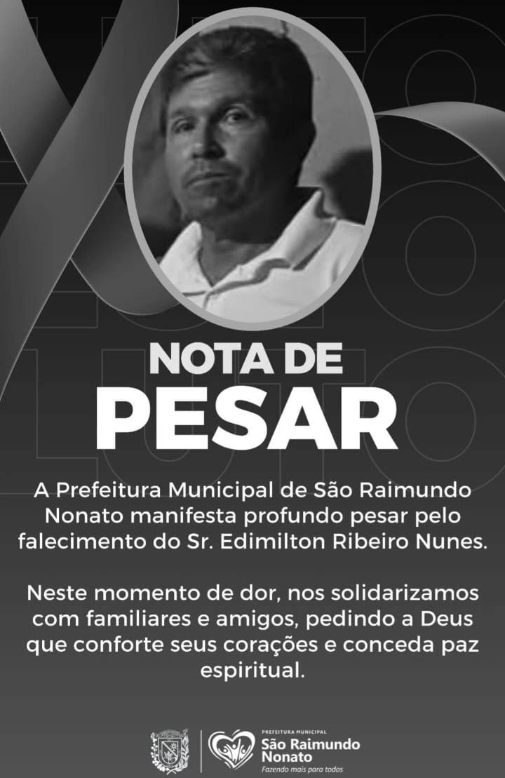 Nota de pesar da prefeitura de São Raimundo Nonato