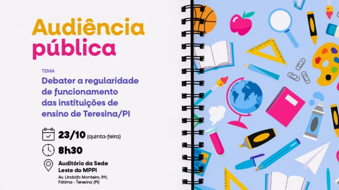 Audiência pública no dia 23 de outubro.