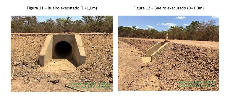 Bueiros instalados no local