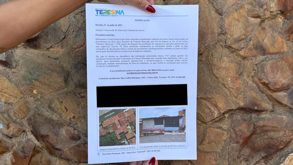 Cartas de notificações de alterações de área construída estão sendo entregues em Teresina