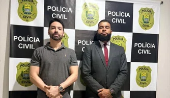 Promotor de Justiça Vinícius Nunes de Paula e o delegado de Polícia Civil Júlio Carvalho