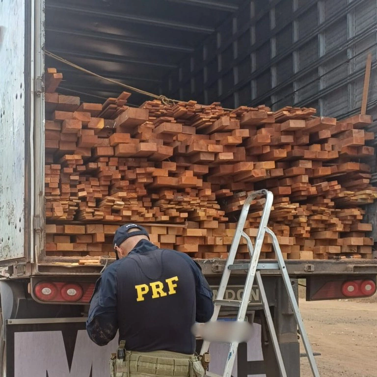 Madeira serrada transportada de forma irregular é apreendida em Picos]