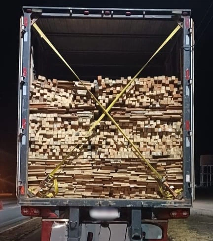 Caminhão transportava carga de madeira irregular