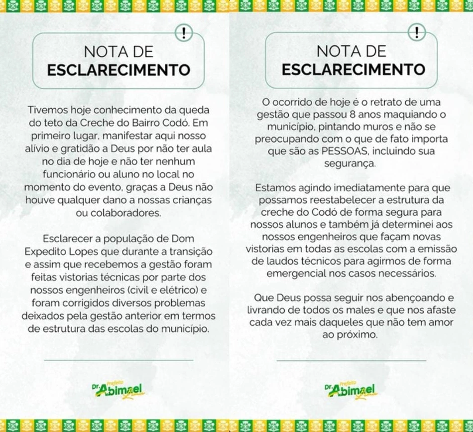 Nota de esclarecimento