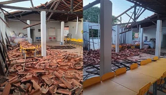 Parte do teto de creche desaba