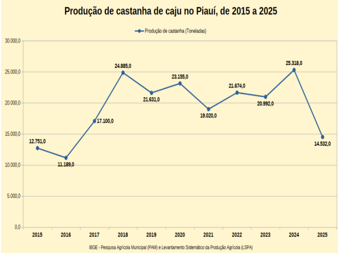 Produção de castanho de caju